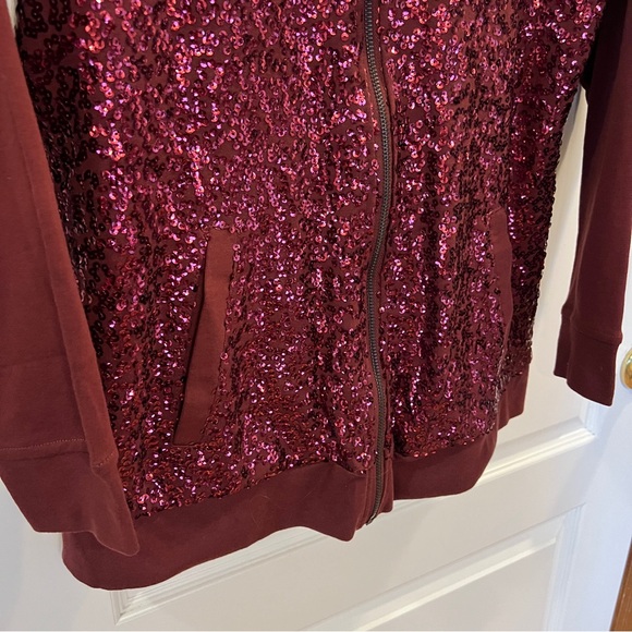 Isaac Mizrahi Live! Burgundy Zip Up Hoodie Jacket - Picture 7 of 16